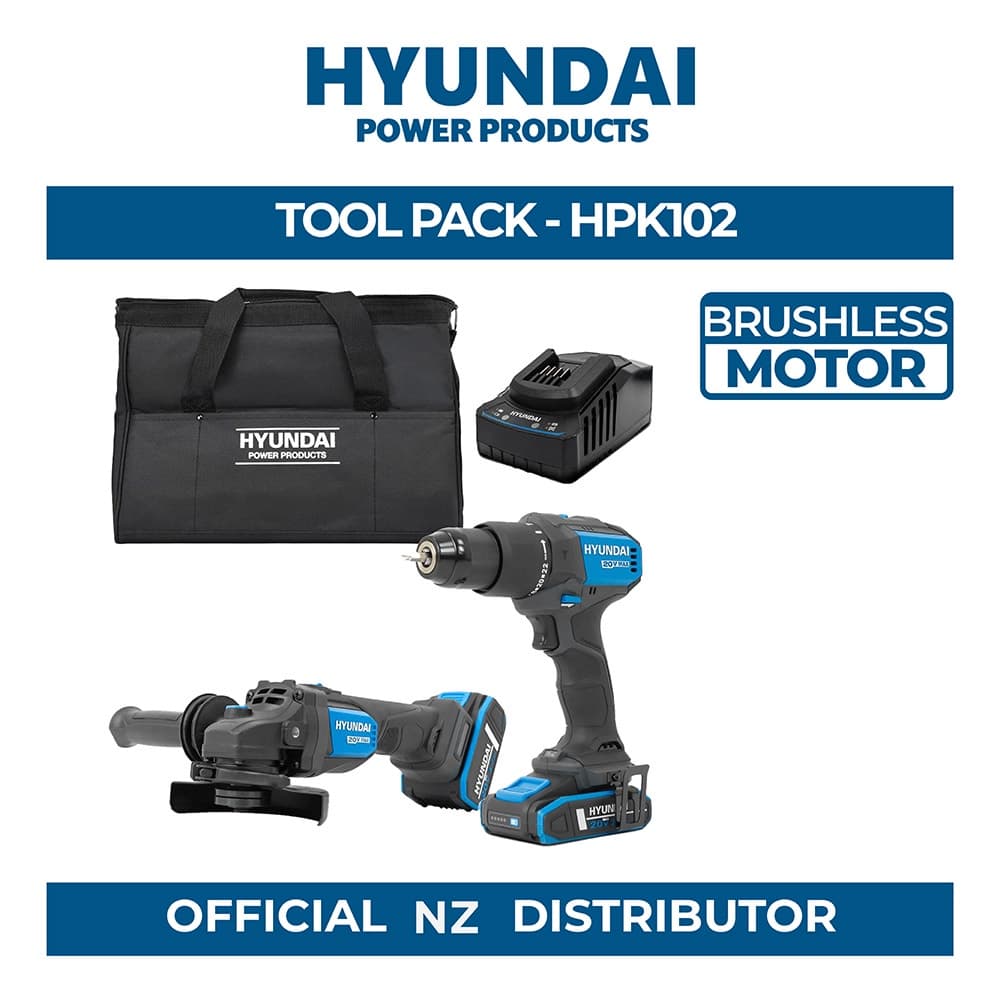 Hyundai 20V Brushless Hammer Drill & Angle Grinder 115mm